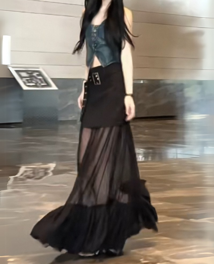 High-west tight Shear Lace Long Skirt / ハイウエストタイトシアーレースロングスカートTR-10871