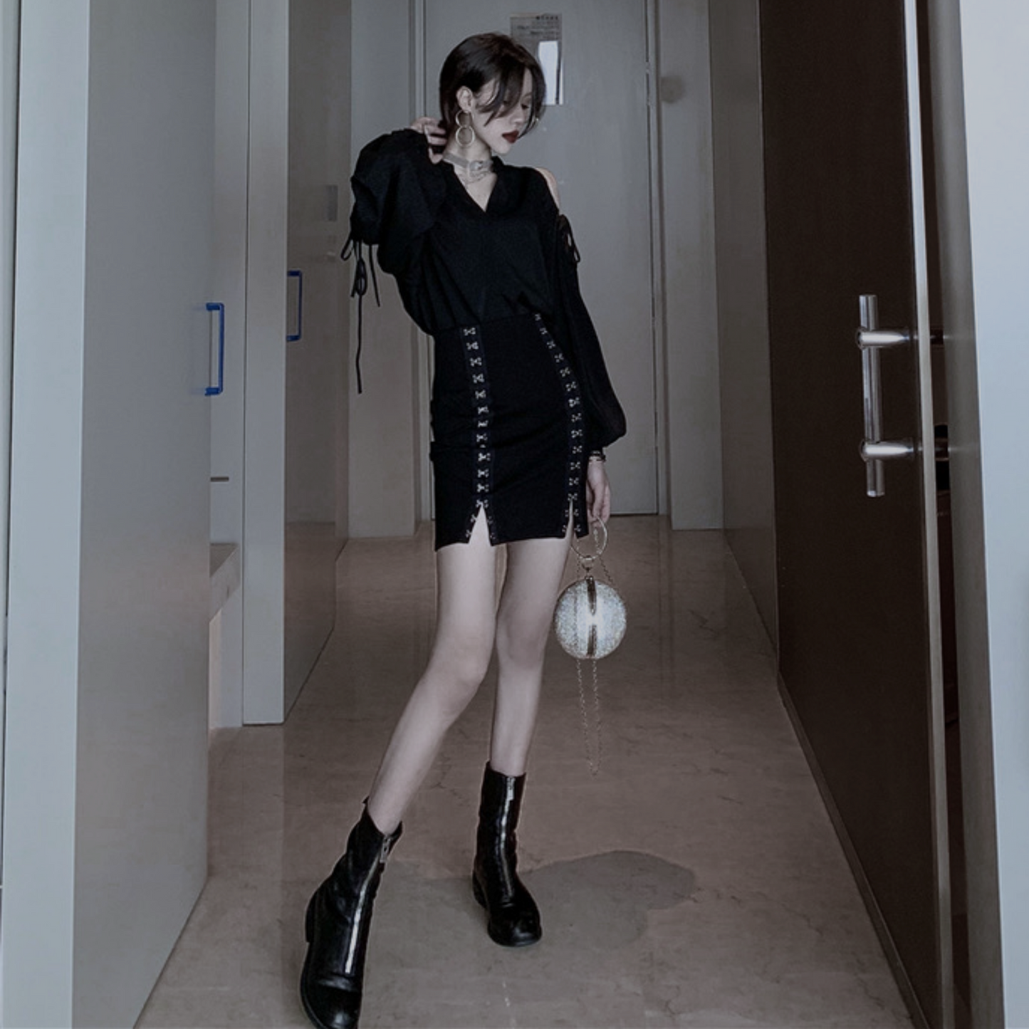 Nichdesigned miniskirt /ニッチデザインミニスカート TR-10413
