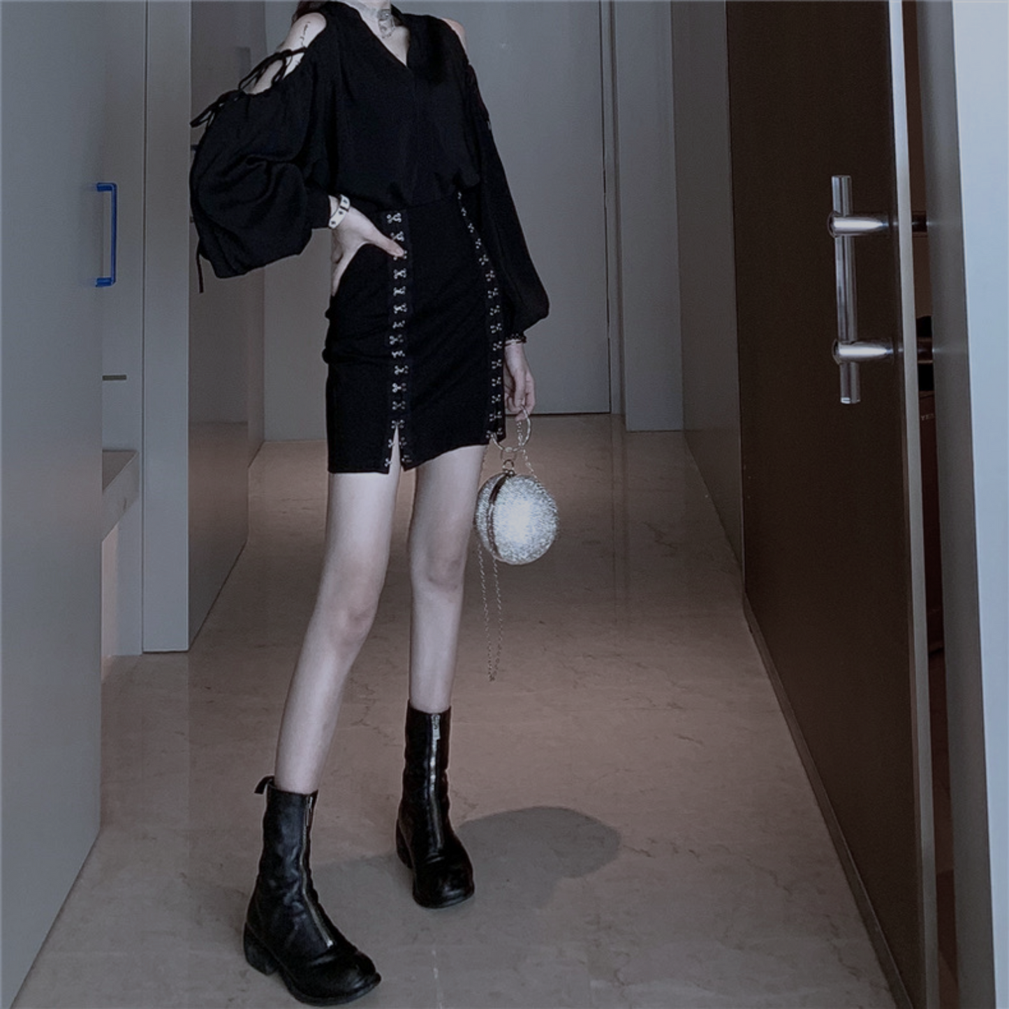 Nichdesigned miniskirt /ニッチデザインミニスカート TR-10413