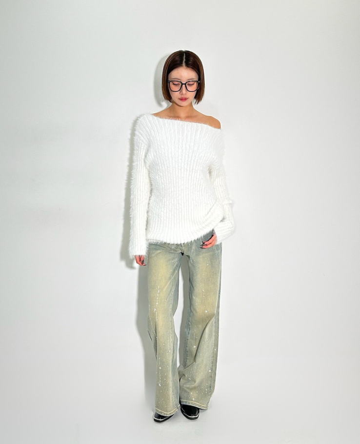 Wool off shoulder Tops / ウールオフショルダートップス TR-10928