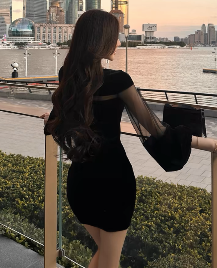 sheer slit velour dress / シアースリットベロアワンピース TR sheer slit velour dress / シアースリットベロアワンピース TR