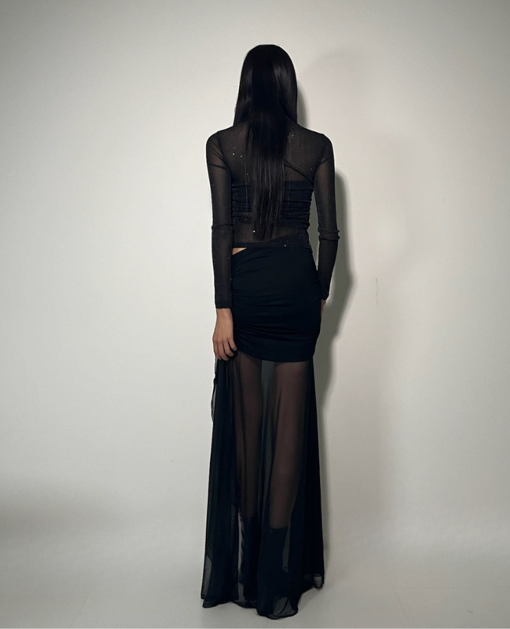 Tight flare shear long skirt /タイトフレアシアーロングスカート TR-10936
