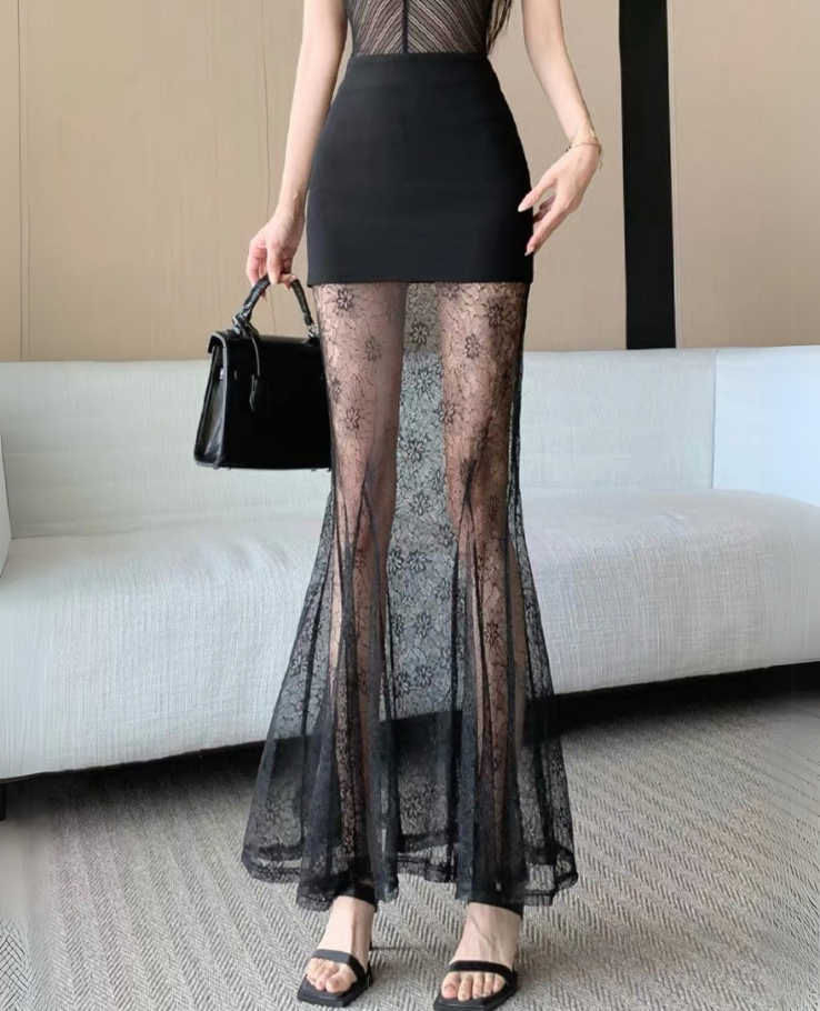 Lace High-waist tight skirt/レースハイウエストタイトスカート TR-10869