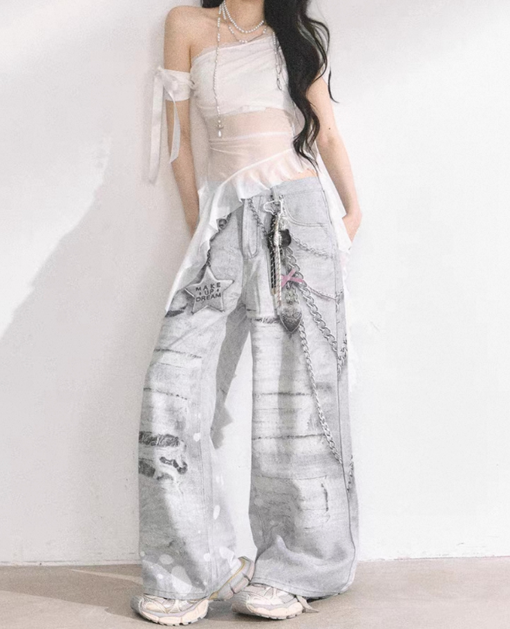 Knit Ribbon Sheer Frill Top / ニットリボンシアーフリルトップス TR-10917