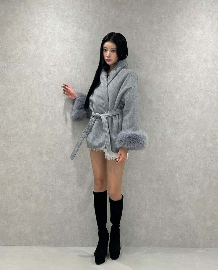 Waist Belt Fur Line Coat / ウエストベルトファーラインコート TR-10946