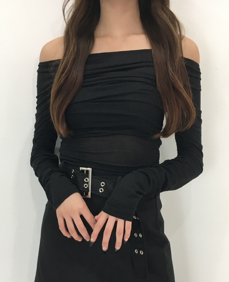 Sheer gather tight tops / シアーギャザータイトトップス TR-10868