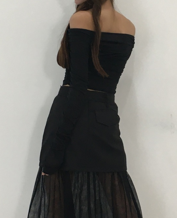 Sheer gather tight tops / シアーギャザータイトトップス TR-10868