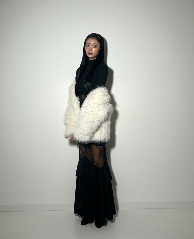 Shear Lace Docking Long Skirt /シアーレースドッキングロングスカート TR-10935
