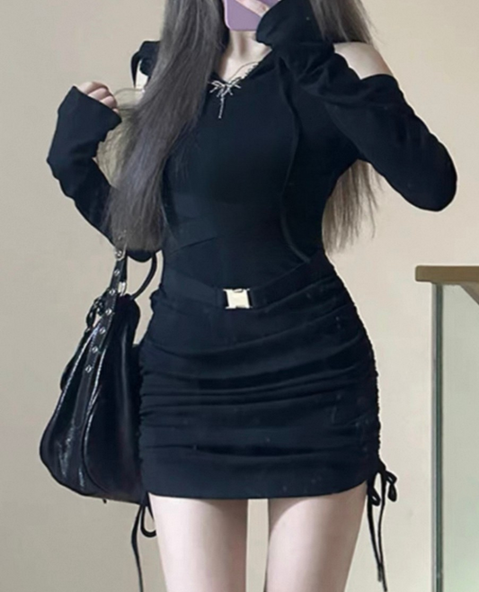 Sleeve Hoodie Tight One Piece / スリーブフーディータイトワンピース TR-10857