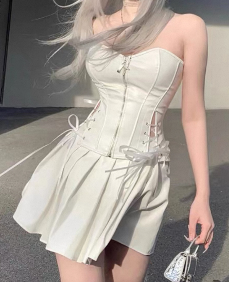 Bear Top Frill One Piece / ベアトップフリルプリーツワンピース TR-10909