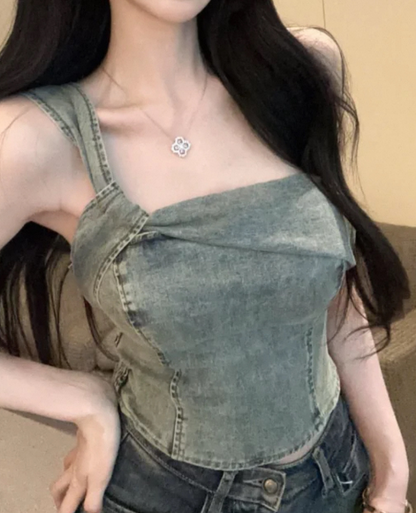 One Shoulder Denim Top / ワンショルダーデニムトップス TR-10875