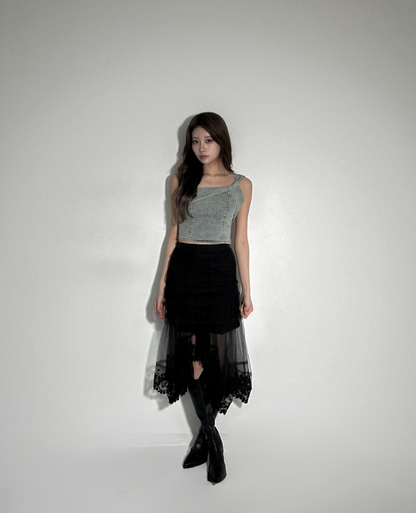 One Shoulder Denim Top / ワンショルダーデニムトップス TR-10875