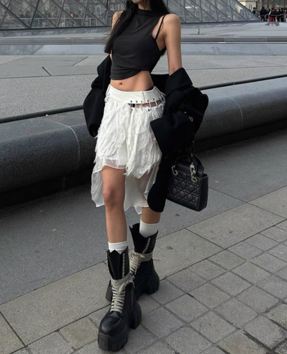 Striped crop neck tank top / ストライプクロップネックタンクトップ TR-10874