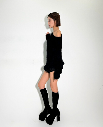Wool off shoulder Tops / ウールオフショルダートップス TR-10928