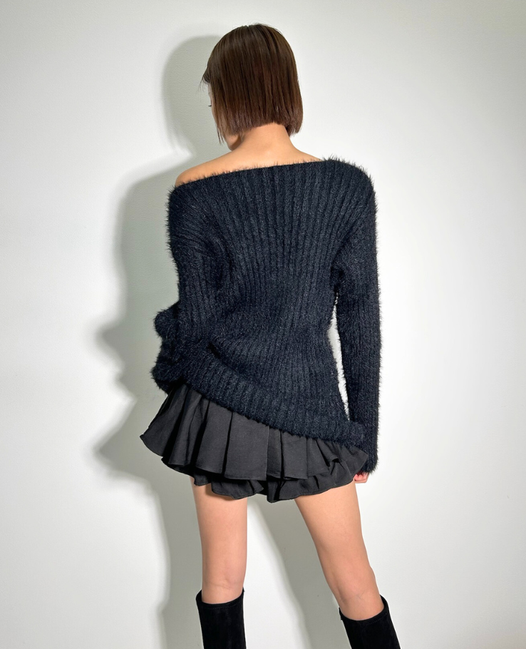 Wool off shoulder Tops / ウールオフショルダートップス TR-10928