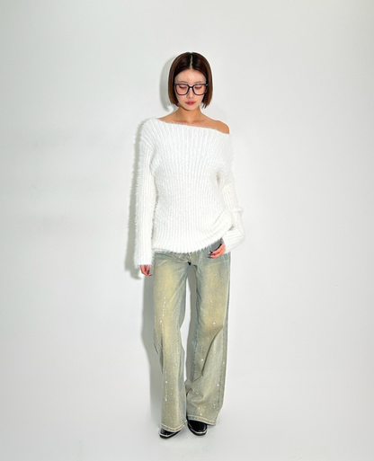 Wool off shoulder Tops / ウールオフショルダートップス TR-10928