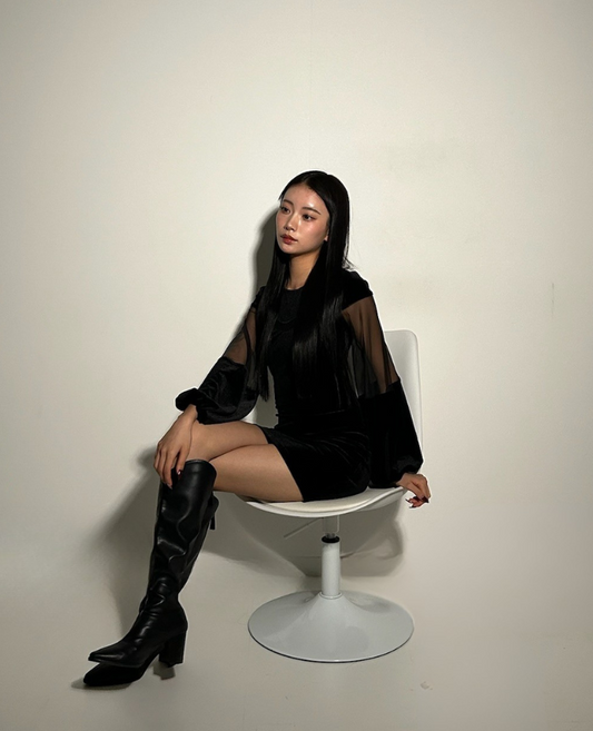 sheer slit velour dress / シアースリットベロアワンピース TR-10777