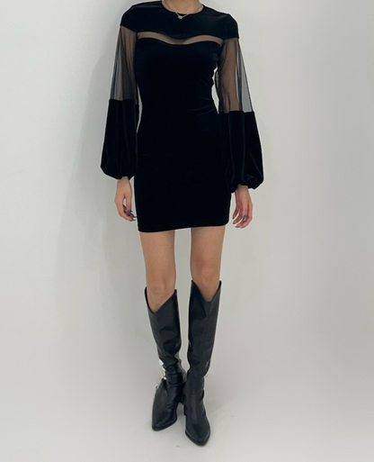sheer slit velour dress / シアースリットベロアワンピース TR-10777