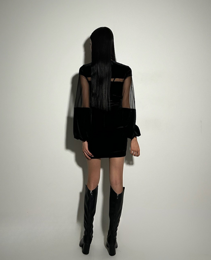 sheer slit velour dress / シアースリットベロアワンピース TR-10777