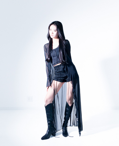 Long shear frill cardigan / ロングシアーフリルカーディガン TR-10865