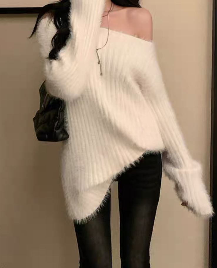 Off-shoulder over knit tops / オフショルダーオーバーニットトップス TR-10783