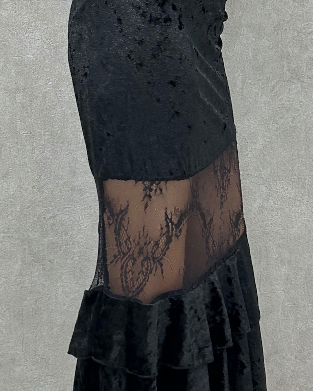 Veloa Lace Docking Long Skirt /ベロアレースドッキングロングスカート TR-10949