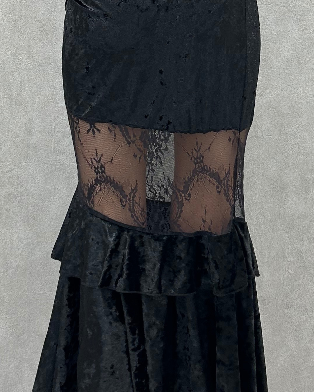 Veloa Lace Docking Long Skirt /ベロアレースドッキングロングスカート TR-10949