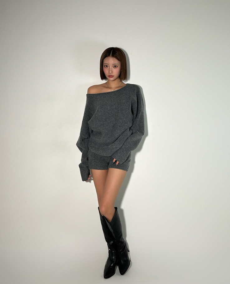 Knit Off Shoulder Setup / ニットオフショルダーセットアップ TR-10934[予約販売]