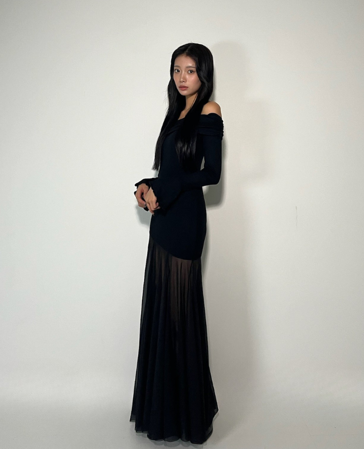 Long Off Shoulder Sheer One Piece /ロングオフショルダーシアーワンピース TR-10927[予約販売]