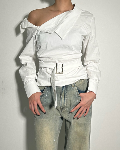 One Shoulder Waist Tight Tops / ワンショルダーウエストタイトトップス TR-10929