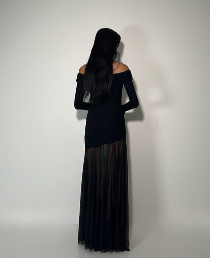 Long Off Shoulder Sheer One Piece /ロングオフショルダーシアーワンピース TR-10927[予約販売]