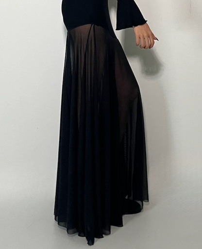 Long Off Shoulder Sheer One Piece /ロングオフショルダーシアーワンピース TR-10927[予約販売]