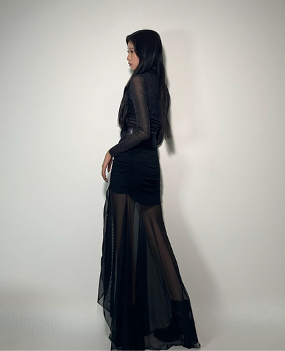Tight flare shear long skirt /タイトフレアシアーロングスカート TR-10936