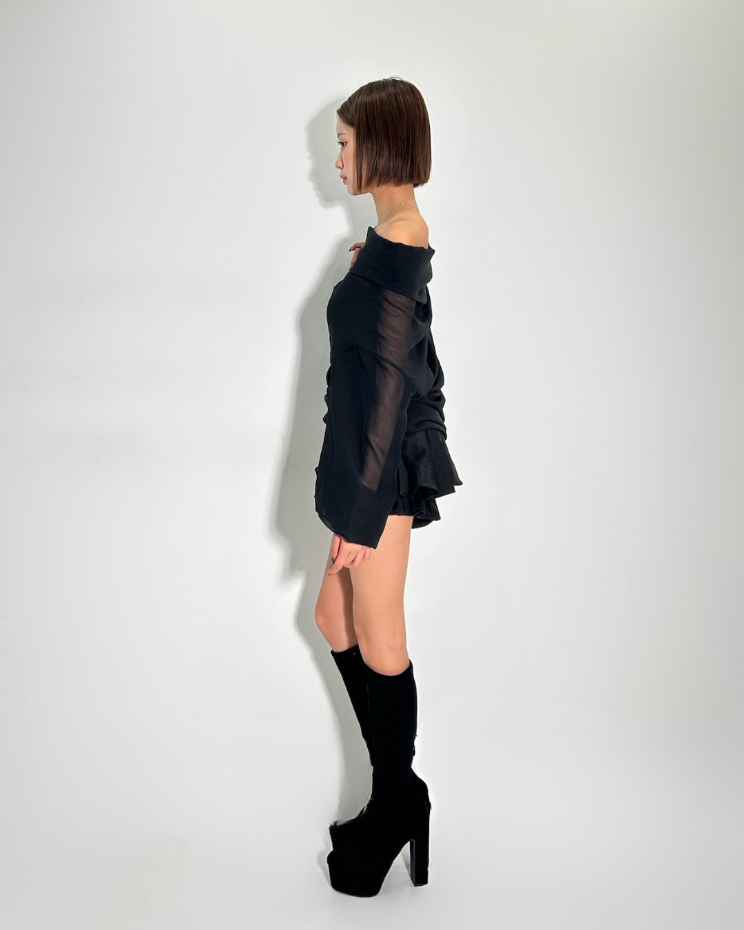 Sheer frill one shoulder Set up  /シアーフリルワンショルダーセットアップ TR-10930