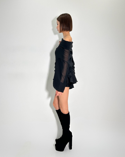 Sheer frill one shoulder Set up  /シアーフリルワンショルダーセットアップ TR-10930