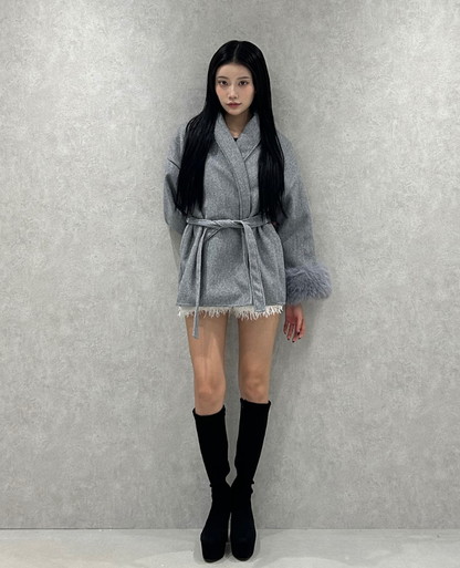 Waist Belt Fur Line Coat / ウエストベルトファーラインコート TR-10946