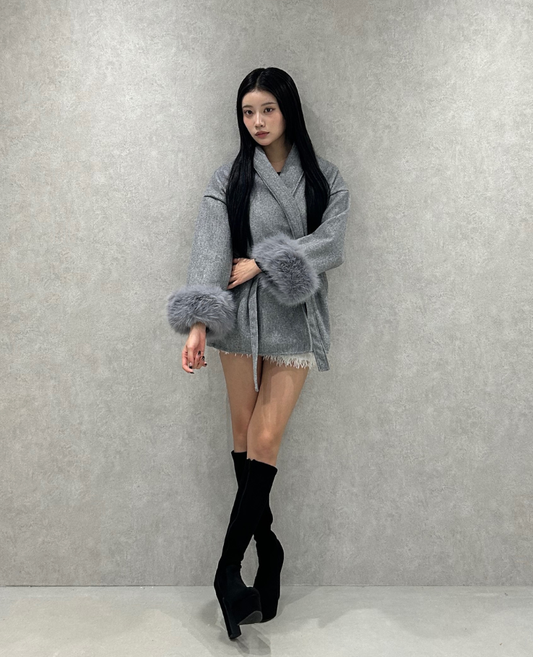 Waist Belt Fur Line Coat / ウエストベルトファーラインコート TR-10946