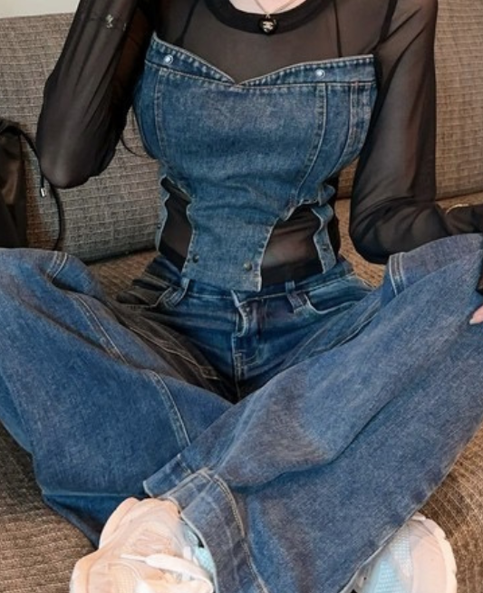Tube denim docking shear tops / チューブデニムドッキング Tube denim docking shear tops / チューブデニムドッキング