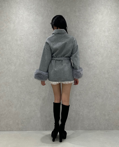Waist Belt Fur Line Coat / ウエストベルトファーラインコート TR-10946