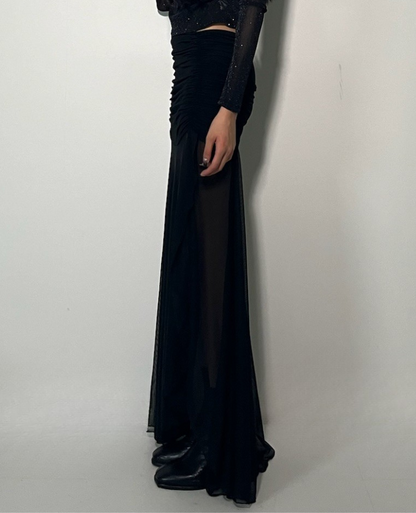 Tight flare shear long skirt /タイトフレアシアーロングスカート TR-10936