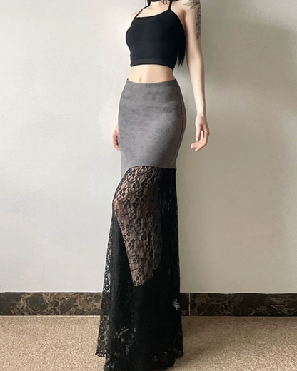 High-waist see-through lace long skirt / ハイウエストシースルーレースロングスカート TR-10643