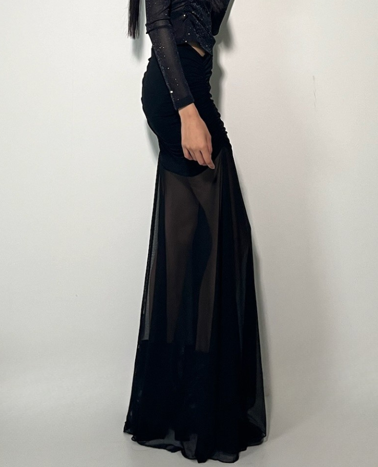 Tight flare shear long skirt /タイトフレアシアーロングスカート TR-10936