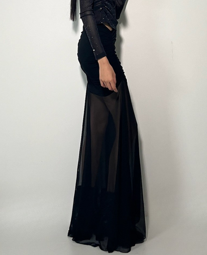 Tight flare shear long skirt /タイトフレアシアーロングスカート TR-10936