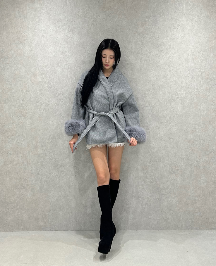 Waist Belt Fur Line Coat / ウエストベルトファーラインコート TR-10946