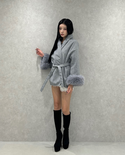 Waist Belt Fur Line Coat / ウエストベルトファーラインコート TR-10946