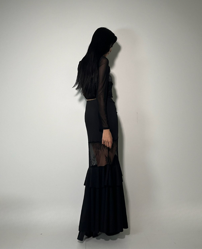 Shear Lace Docking Long Skirt /シアーレースドッキングロングスカート TR-10935