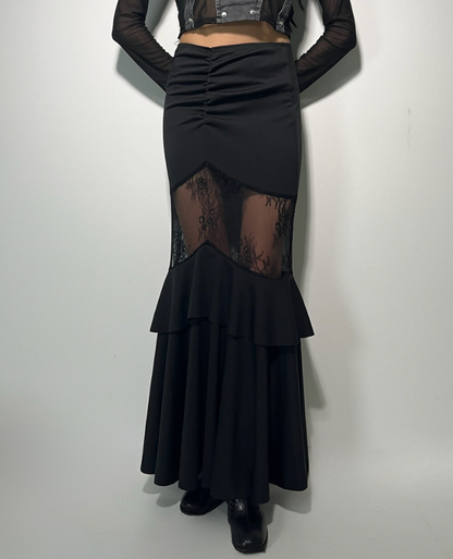Shear Lace Docking Long Skirt /シアーレースドッキングロングスカート TR-10935