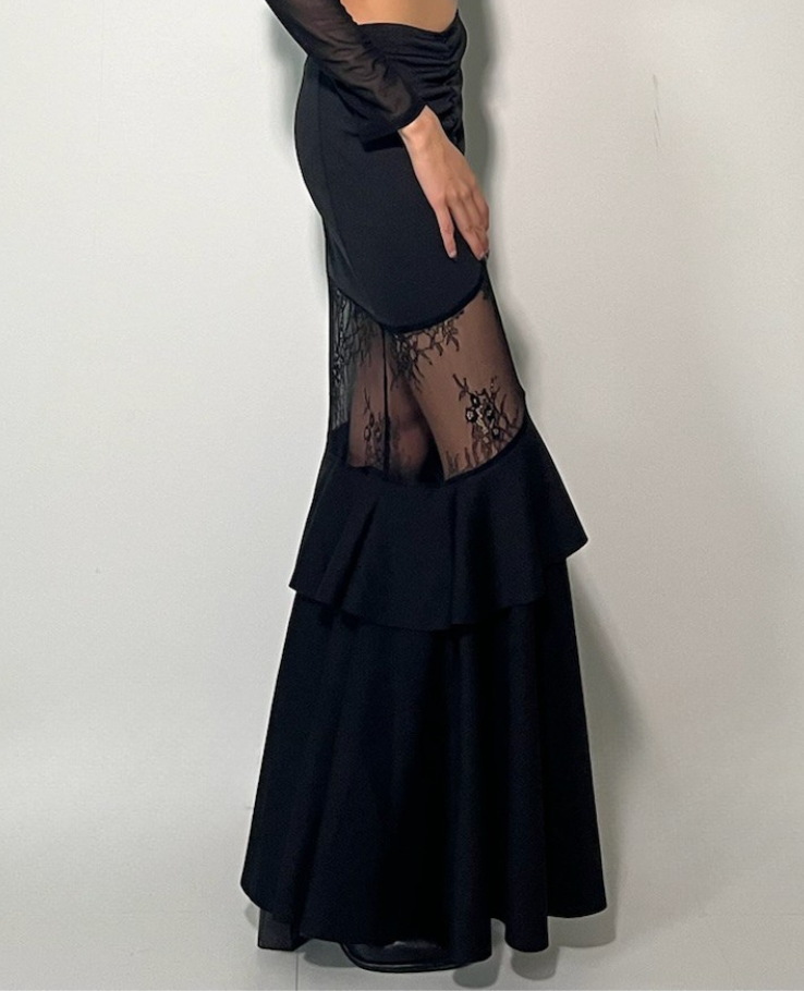 Shear Lace Docking Long Skirt /シアーレースドッキングロングスカート TR-10935