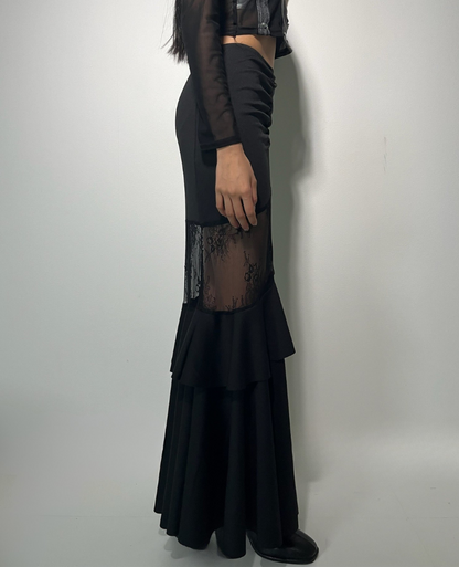 Shear Lace Docking Long Skirt /シアーレースドッキングロングスカート TR-10935