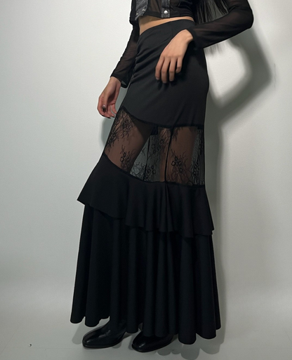 Shear Lace Docking Long Skirt /シアーレースドッキングロングスカート TR-10935